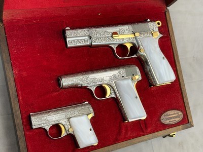 1st Year Production Browning 3 Pistol Renaissance Set Hi Power 9mm + 1910/1955 380acp + Baby 25acp
