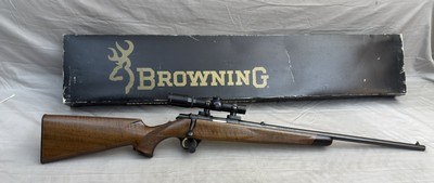 1988 Browning A-Bolt .22lr with Iron Sights + Burris Scope, Rings, and Bases + Original Box