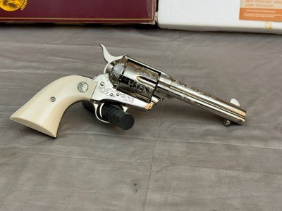 LNIB 1988 Colt SAA Engraving Sampler .45colt Ivory Grips Nickel Finish - Image 1 of 25