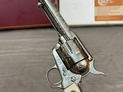 LNIB 1988 Colt SAA Engraving Sampler .45colt Ivory Grips Nickel Finish - Image 2 of 25