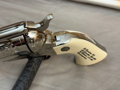 LNIB 1988 Colt SAA Engraving Sampler .45colt Ivory Grips Nickel Finish - Image 11 of 25