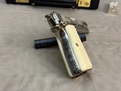 Exceptional 2014 Belgian Browning Hi Power Custom Shop Silver Renaissance 9mm Signed by J. P. Bailly - Image 9 of 24