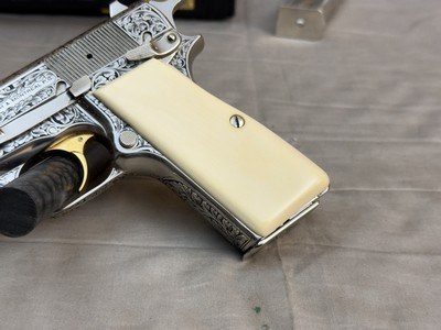 Exceptional 2014 Belgian Browning Hi Power Custom Shop Silver Renaissance 9mm Signed by J. P. Bailly - Image 13 of 24
