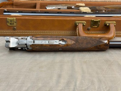 Immaculate L. Acampo Engraved Belgium Browning Superposed Pointer Grade 12ga/20ga Set 28