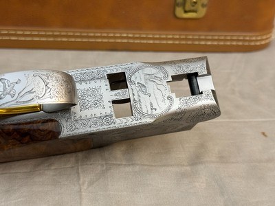 Immaculate L. Acampo Engraved Belgium Browning Superposed Pointer Grade 12ga/20ga Set 28