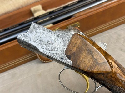 Immaculate L. Acampo Engraved Belgium Browning Superposed Pointer Grade 12ga/20ga Set 28