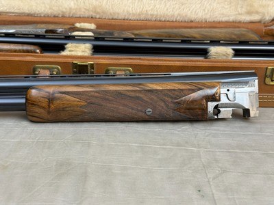 Immaculate L. Acampo Engraved Belgium Browning Superposed Pointer Grade 12ga/20ga Set 28