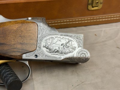 Immaculate L. Acampo Engraved Belgium Browning Superposed Pointer Grade 12ga/20ga Set 28