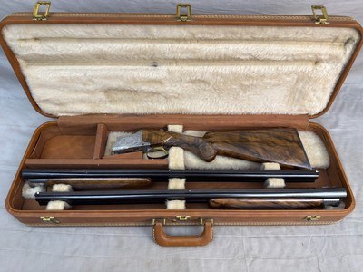 Immaculate L. Acampo Engraved Belgium Browning Superposed Pointer Grade 12ga/20ga Set 28