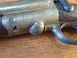 Isaac Hollis & Sons SxS Shotgun Early Antique engraved pinfire conversion double barrel 12 Ga - 4 of 14