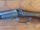 Isaac Hollis & Sons SxS Shotgun Early Antique engraved pinfire conversion double barrel 12 Ga - 3 of 14