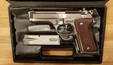 RARE Beretta 92 SB NICKEL finish 9mm with box and 2 mags - 1 of 8