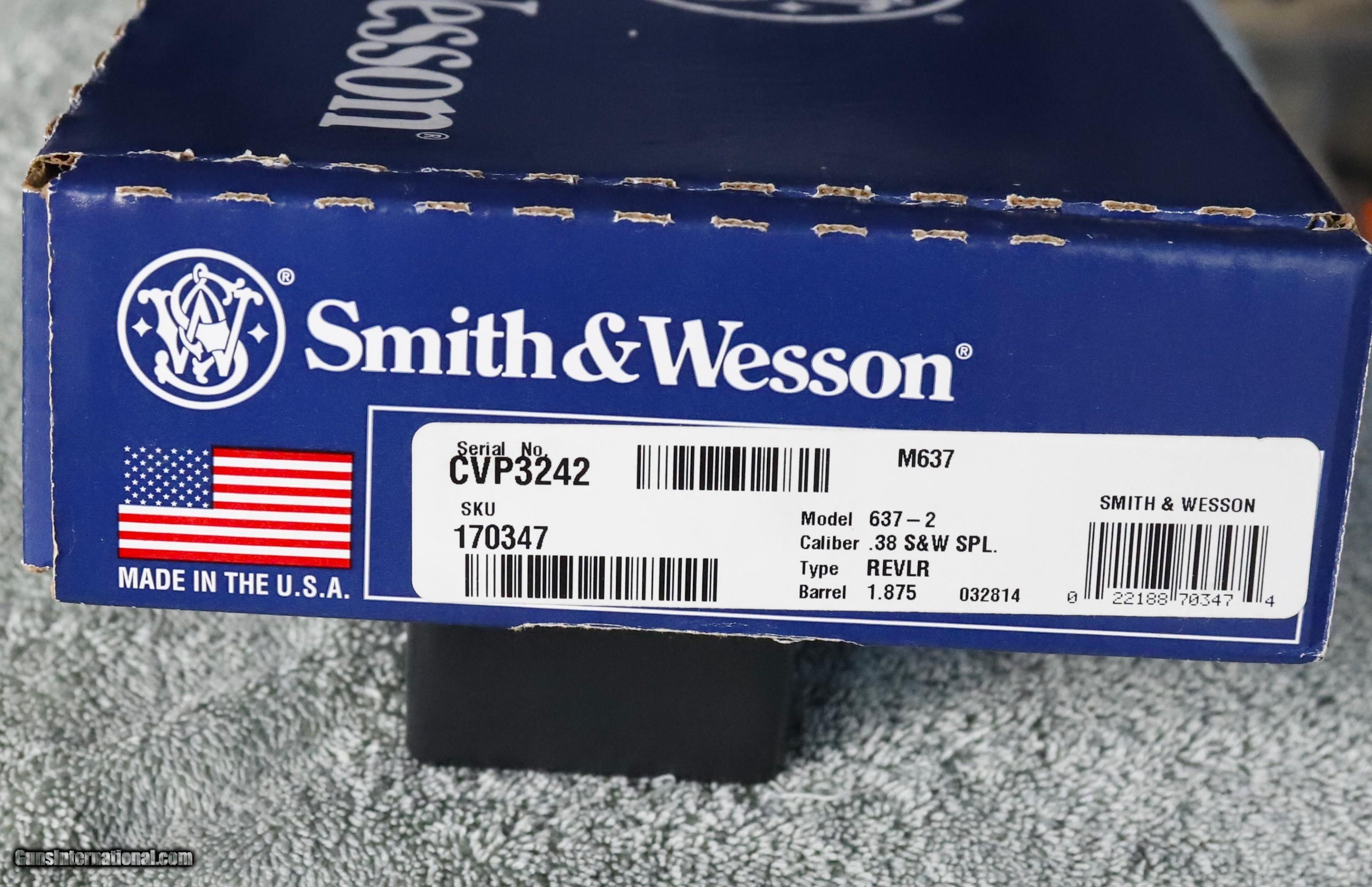 Smith & Wesson Model 637-2 Performance Center 38 Spec +p Wyatt Deep Cover