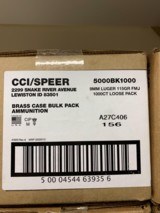 CCI 9mm Brass 1000 round case - 1 of 1