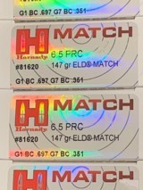 Hornady 6.5 PRC Match 147g ELD-X 100 Rounds - 1 of 2