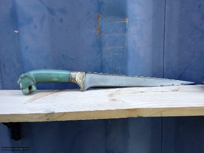 Indo Persian Peshkabz with Jade Lion Head - Image 7 of 12