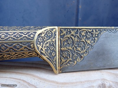 Indo Persian Kard Dagger Gold Inlay - Image 9 of 11