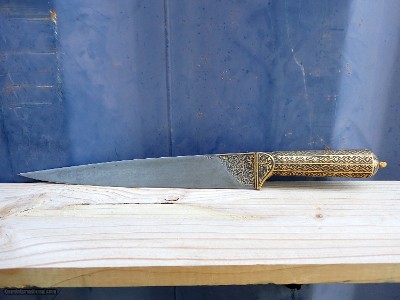Indo Persian Kard Dagger Gold Inlay - Image 3 of 11