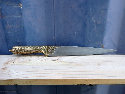 Indo Persian Kard Dagger Gold Inlay - Image 7 of 11
