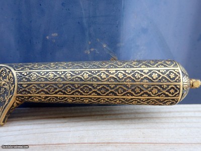 Indo Persian Kard Dagger Gold Inlay - Image 4 of 11