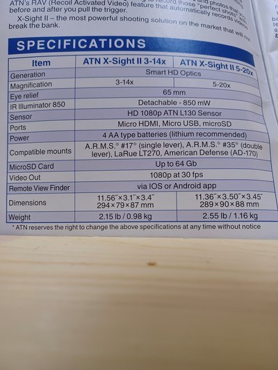 ATN X-Sight II HD 5-20X Night Vision Scope - Image 11 of 12