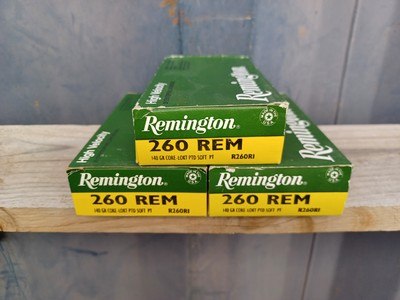 (60) Rounds 260 Rem Ammo - Remington 140 Gr Soft Point