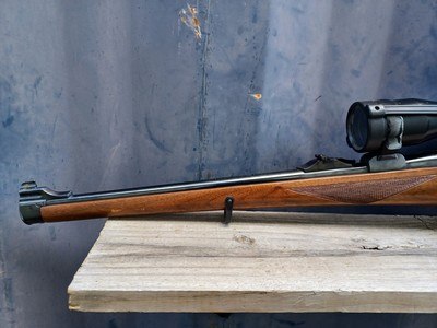 Ruger 77 RSI - 243 Win Mannlicher Stock - Red Pad, Tang Safety, Claw mounted Schmidt & Bender Scope - Image 9 of 18