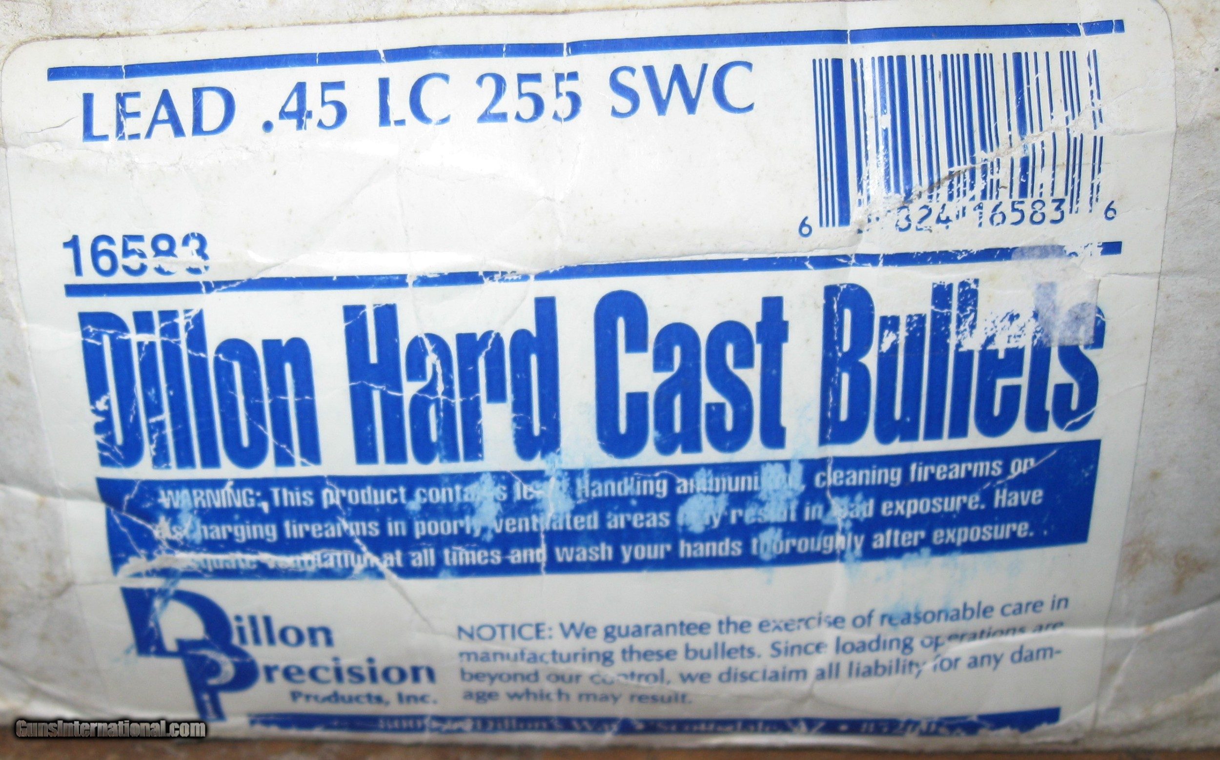 BOX OF 500 DILLON HARD CAST LEAD .452 SWC BULLETS