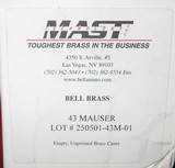 BOX OF 20 UNFIRED 11.15 X 60R (43 MAUSER) BELL BRASS - 2 of 2
