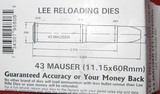 LEE 2 DIE SET FOR 43 MAUSER (11.15x60R MAUSER) - 5 of 5