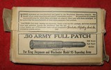 UNOPENED 20 ROUND BOX OF WINCHESTER 220 GRAIN ROUND NOSE FULL PATCH 30 ARMY