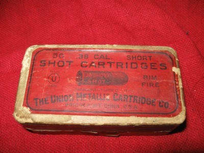 38 SHORT RIMFIRE SHOT CARTRIDGES & BOX