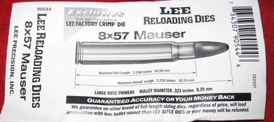 LEE 8MM X57 MAUSER 3 DIE RELOADING SET - Image 3 of 3