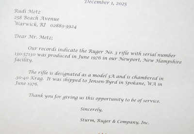 RUGER #3A 30-40 KRAG CARBINE - Image 15 of 15