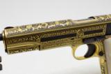 Colt 1911 45 ACP. Engraved And Damascened Gold On Black Oxidized Steel. Mother Of Pearl Grips. - 6 of 8