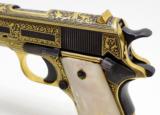 Colt 1911 45 ACP. Engraved And Damascened Gold On Black Oxidized Steel. Mother Of Pearl Grips. - 5 of 8