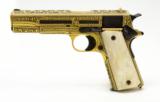 Colt 1911 45 ACP. Engraved And Damascened Gold On Black Oxidized Steel. Mother Of Pearl Grips. - 2 of 8