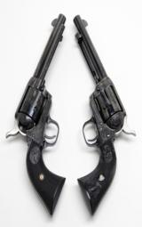 Matching Engraved Colt Single Action Army Revolvers. Colt .45. One SAA, One Cowboy. Sold As Pair Only. - 5 of 19