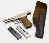 Mauser Model 1914 Semi-Auto 32 ACP/7.65mm Pistol. Nickel Finish. Rare - 1 of 5