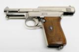 Mauser Model 1914 Semi-Auto 32 ACP/7.65mm Pistol. Nickel Finish. Rare - 2 of 5