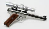 Ruger Mark II Stainless Slab side Competition Target Model 22LR pistol W/Scope And Extra Mags. Excellent Condition. MJ COLLECTION - 1 of 6