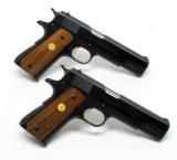 Pair Of Colt 1911 Government MK IV/ Series 70 .45 ACP Pistols. Consecutive Serial Numbers. In Matching Boxes. Look Unfired. MJ COLLECTION - 2 of 9