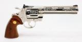 Colt Python .357 Mag. Factory 'C' Engraved. 6 Inch Nickel. With Box And Letter. Like New - 3 of 12