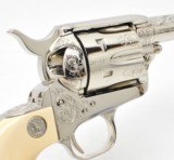 2 Colt SAA Sheriff's Model. 44/40. 3 Inch. Engraved Nickel Finish. Rare Consecutive Pair. Excellent Condition. In Colt Wood Case. - 6 of 13