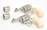 2 Colt SAA Sheriff's Model. 44/40. 3 Inch. Engraved Nickel Finish. Rare Consecutive Pair. Excellent Condition. In Colt Wood Case. - 3 of 13