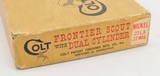 Colt Single Action Army Frontier Scout. 22LR & Extra 22 Mag.
Cylinder.
Nickel.
In factory Box. DOM 1968 - 5 of 5