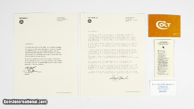 Colt Python 1955-1977 Manual, Repair Stations List, and 2 Colt Letters.