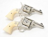 2 Colt SAA Sheriff's Model. 44/40. 3 Inch. Engraved Nickel Finish. Rare Consecutive Pair. Excellent Condition. In Colt Wood Case. - 3 of 13