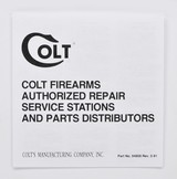 Colt D Frame Manual, Repair Stations List And Colt Letter. 1993 Colt Diamondback Detective Special Agent Police Positive Cobra Viper - 4 of 5