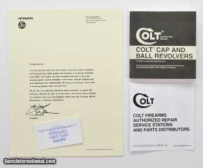 Colt Cap And Ball Revolvers Manual, Repair Stations List And Colt Letter. 1978.